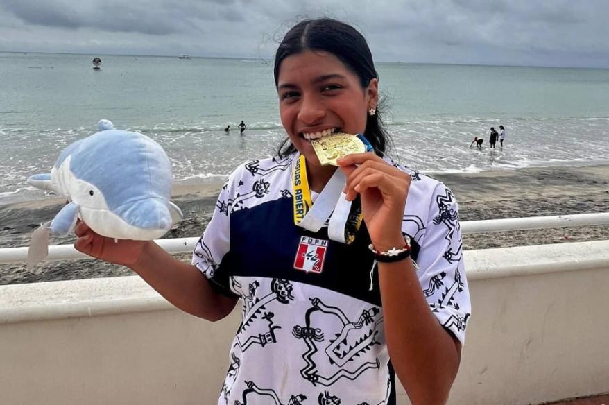 Trujillana Fiorella Rodríguez se bañó de Oro en Aguas Abiertas en Copa Pacifico