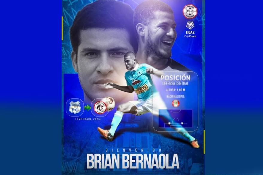 FC Cajamarca anunció a Brian Bernaola como refuerzo para seguir encarando Liga 2