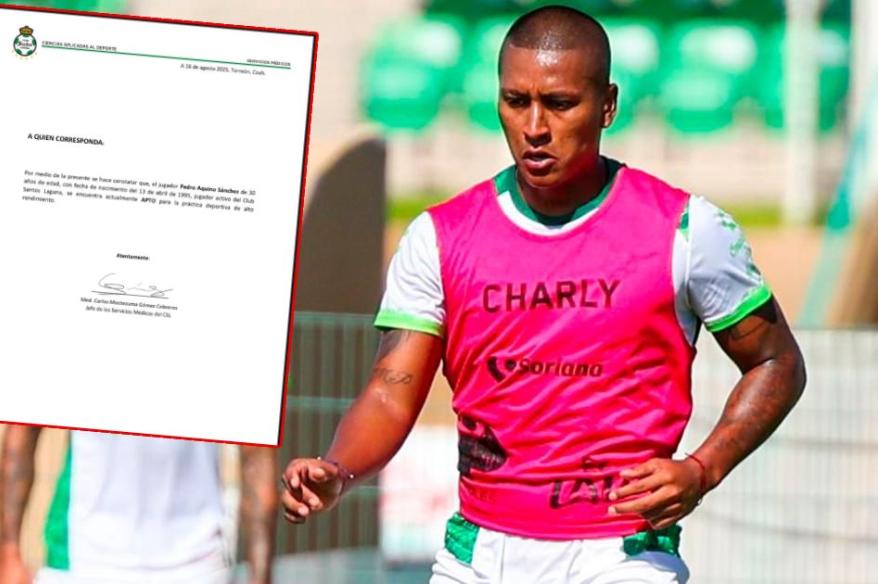 Santos Laguna aseguró que Pedro Aquino está en óptimas condiciones