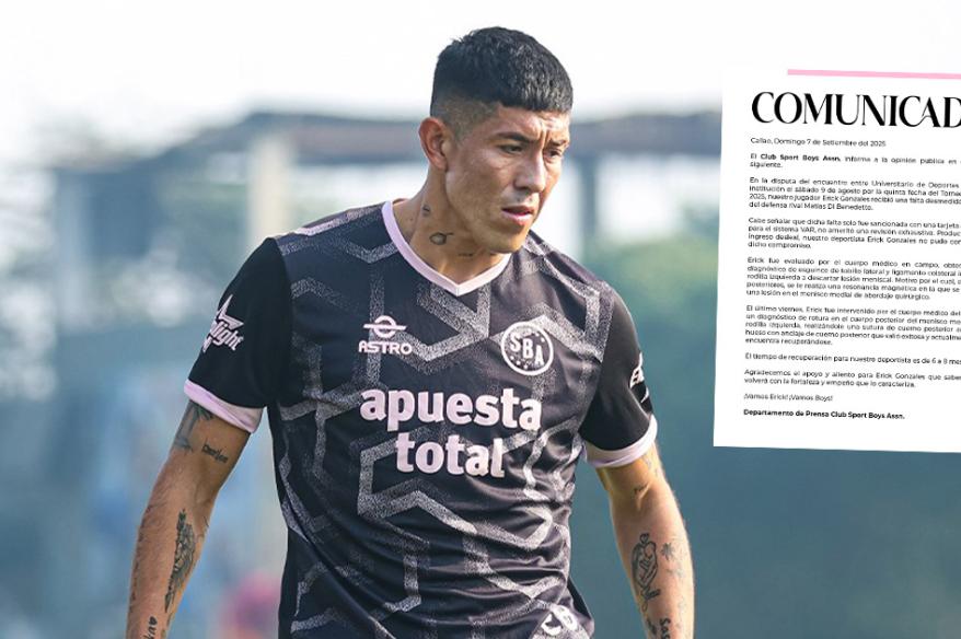 Sport Boys anunció que Erick Gonzáles fue intervenido por una lesión en los meniscos
