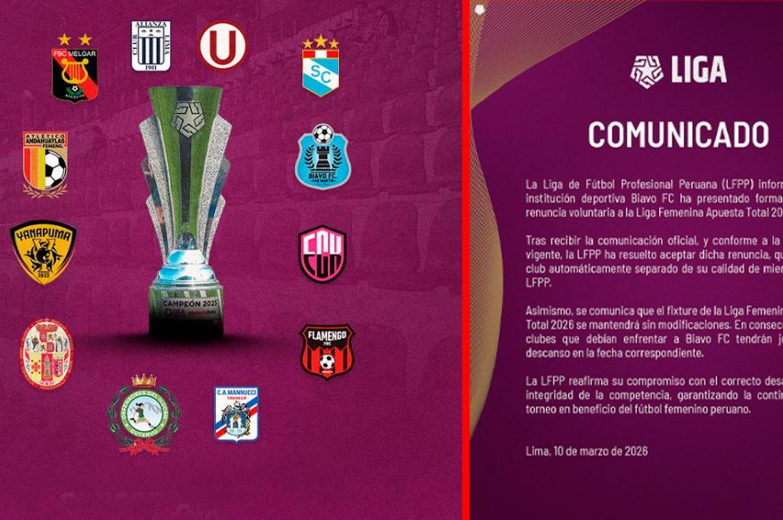 Liga Femenina anunció retiro de un club a días del inicio del torneo