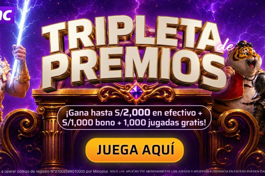 Compite en la Tripleta de premios de Meridian Casino y gana S/2,000, bonos de casino y jugadas gratis