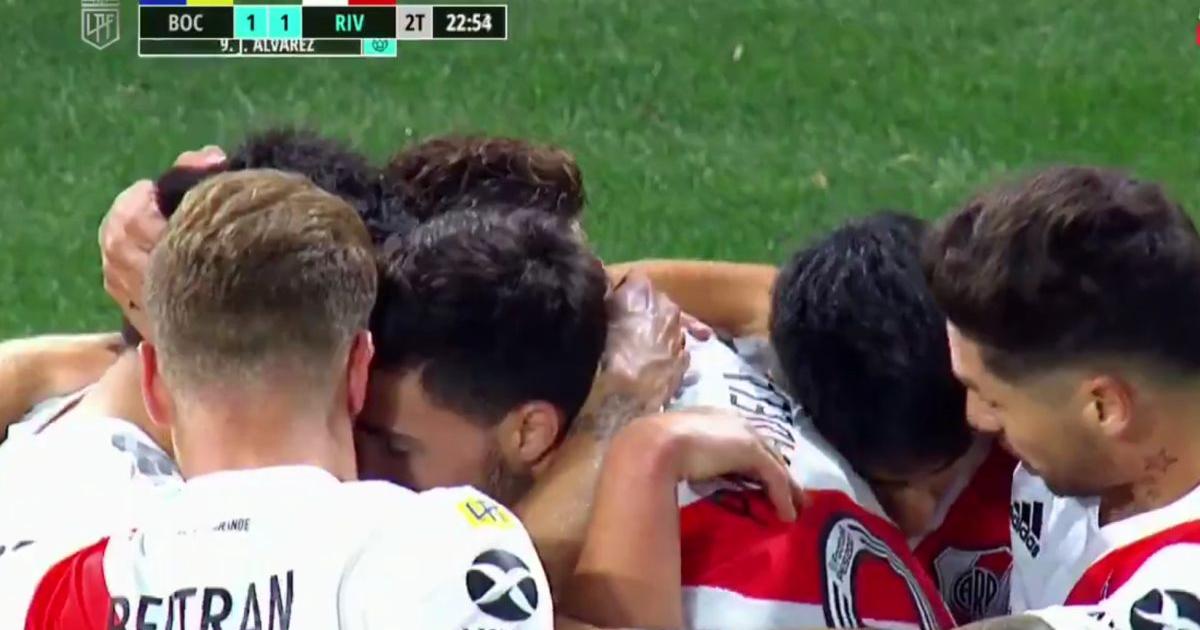 Julián Álvarez y el cabezazo para el 1-1 en el Boca Juniors vs. River Plate | VIDEO