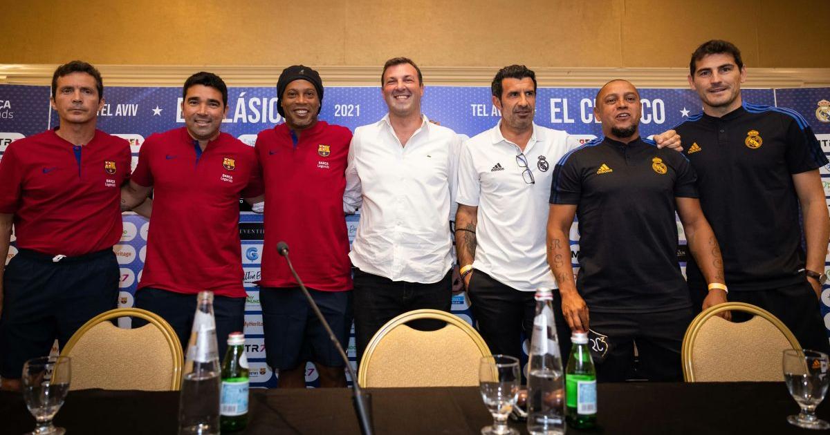 ¡Cuanta calidad! Ronaldinho, Figo y todas las figuras en el Barcelona vs. Real Madrid en Tel Aviv | FOTOS