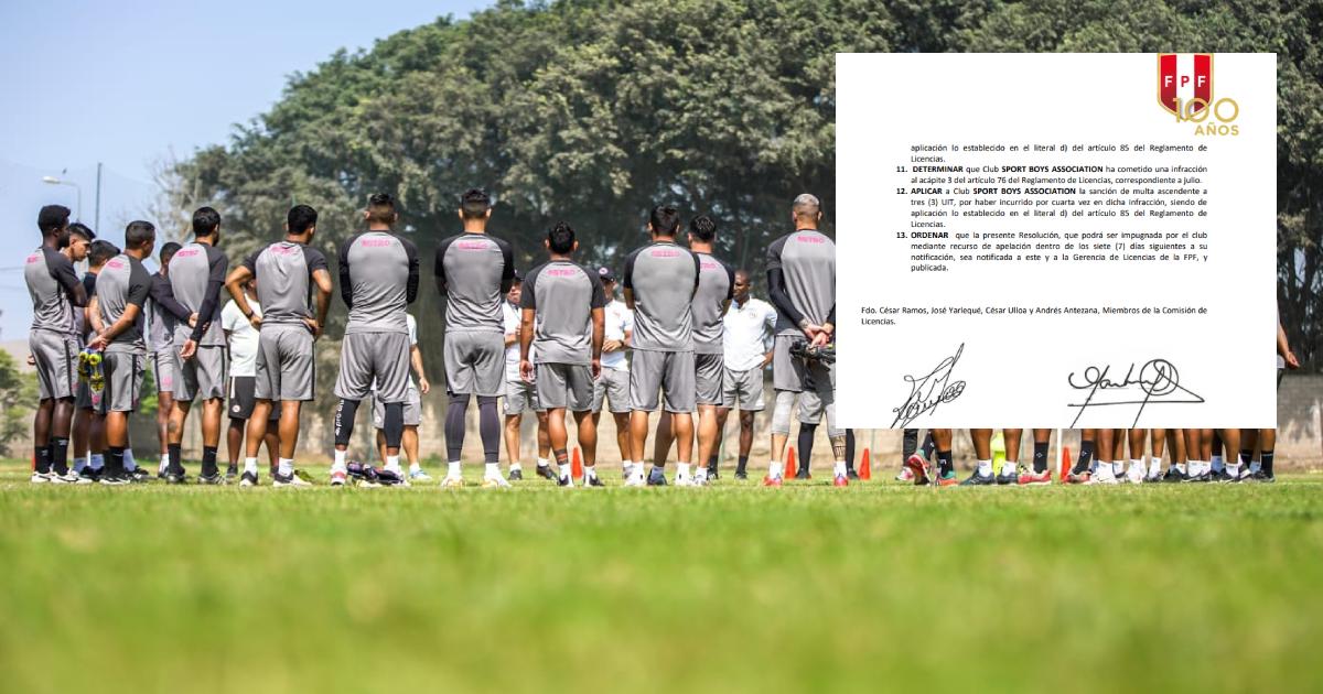 (DOCUMENTOS) LO ÚLTIMO: Comisión de Licencias de FPF sancionó con 8 puntos a Sport Boys y lo mandaría al descenso