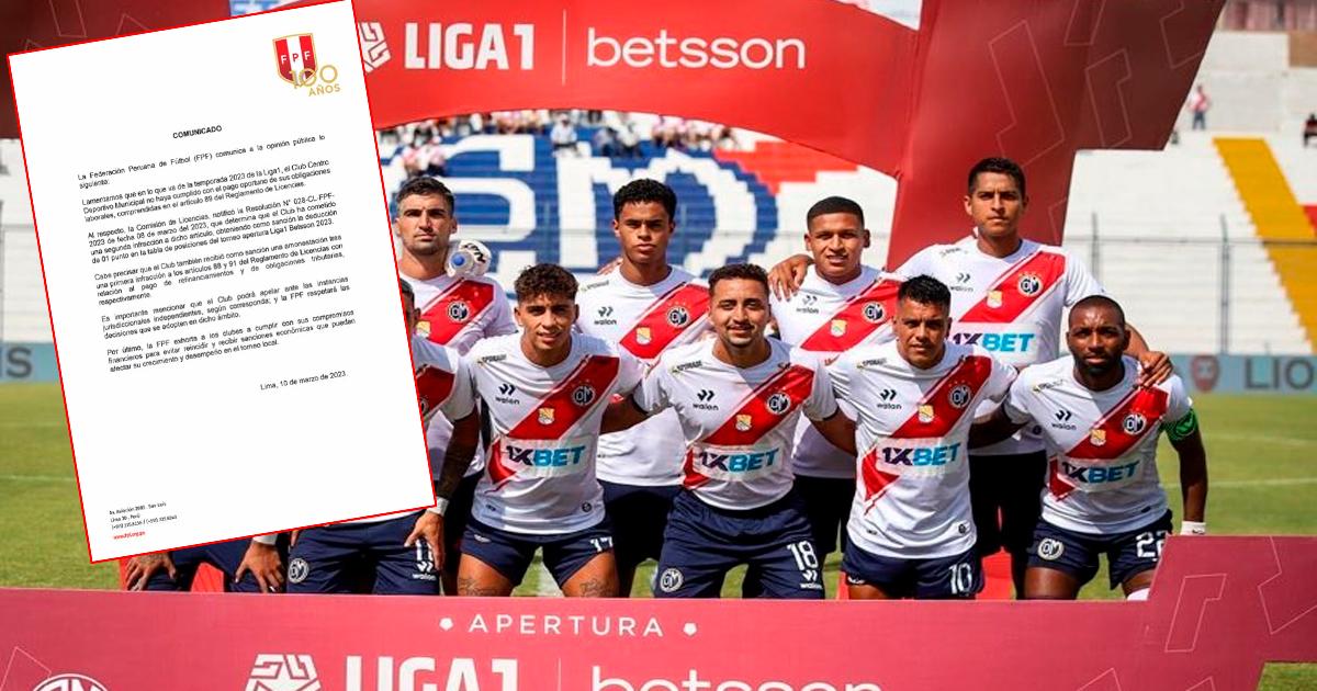 Comisión de Licencias de FPF sancionó con 1 punto a Municipal por no pagar a tiempo