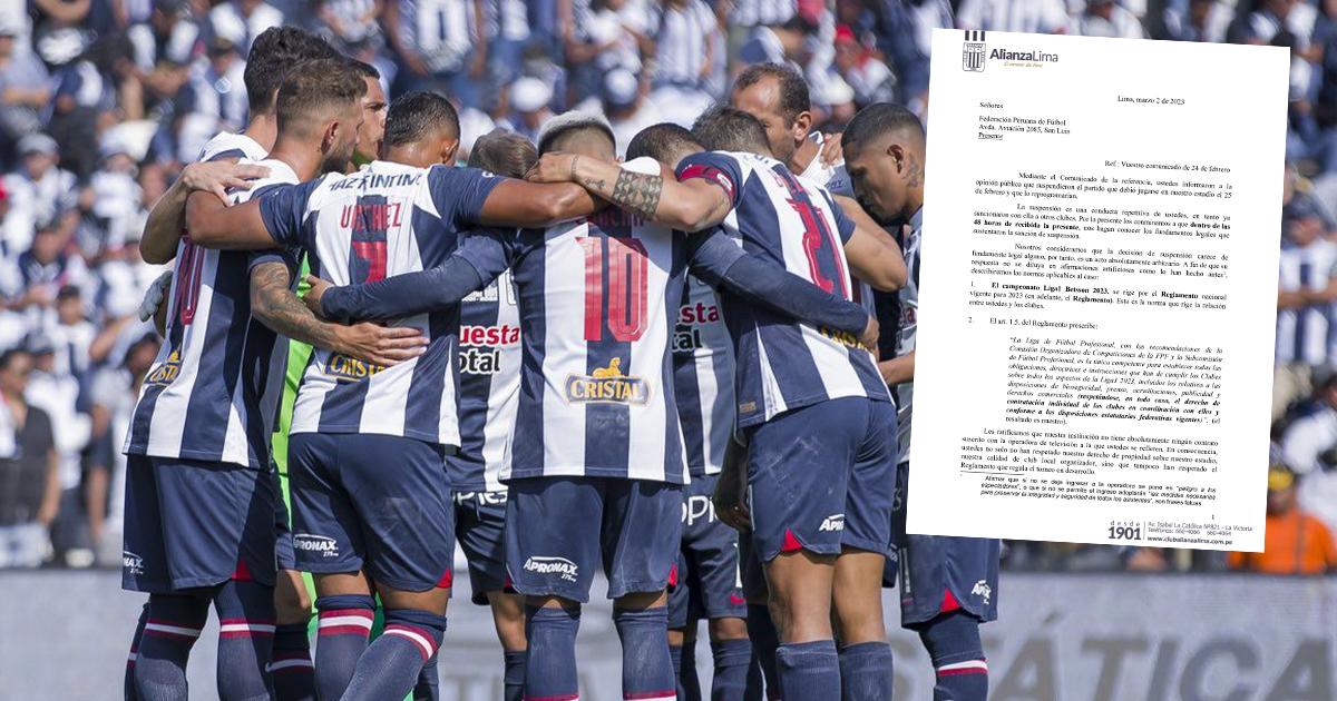 Alianza Lima envió carta notarial a la FPF pidiendo explicación por suspensión del partido ante César Vallejo