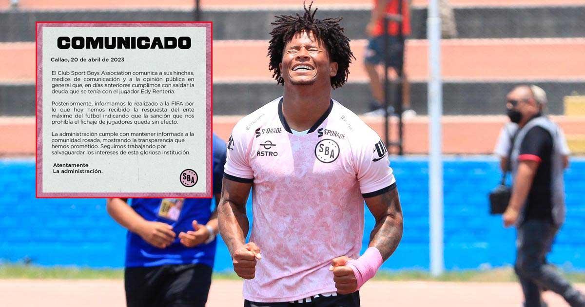 Boys anunció que pagó deuda a Rentería y FIFA levantó sanción