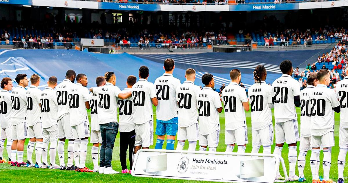 Apoyo total: Futbolistas del Real Madrid salieron con la camiseta de Vinícius