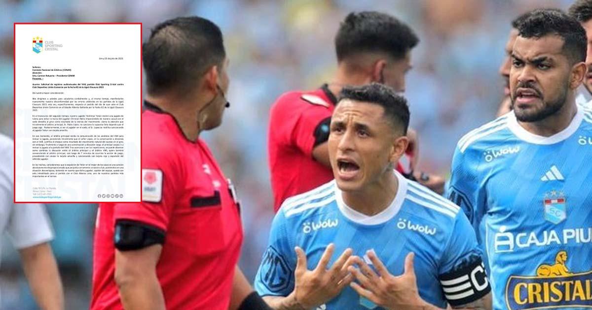 Cristal pidió audios del VAR tras expulsión de Yotún ante Comercio