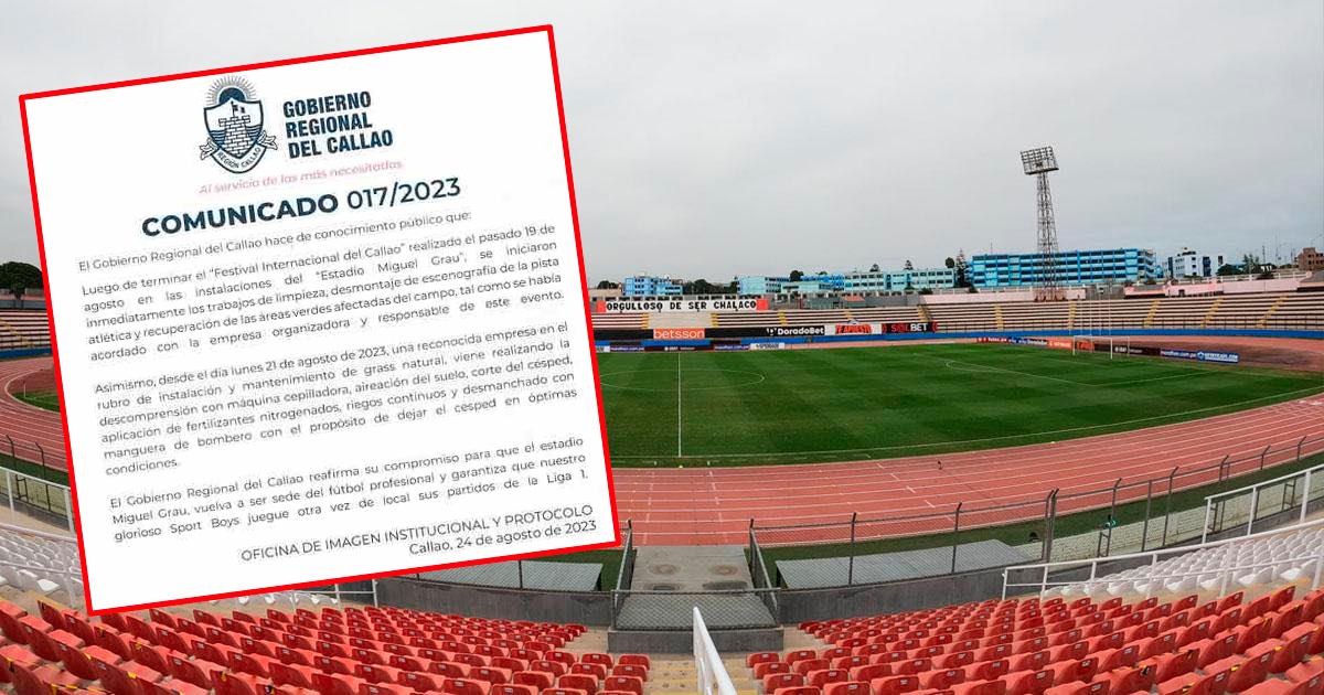 Gobierno Regional del Callao y su comunicado sobre actual situación del estadio Miguel Grau