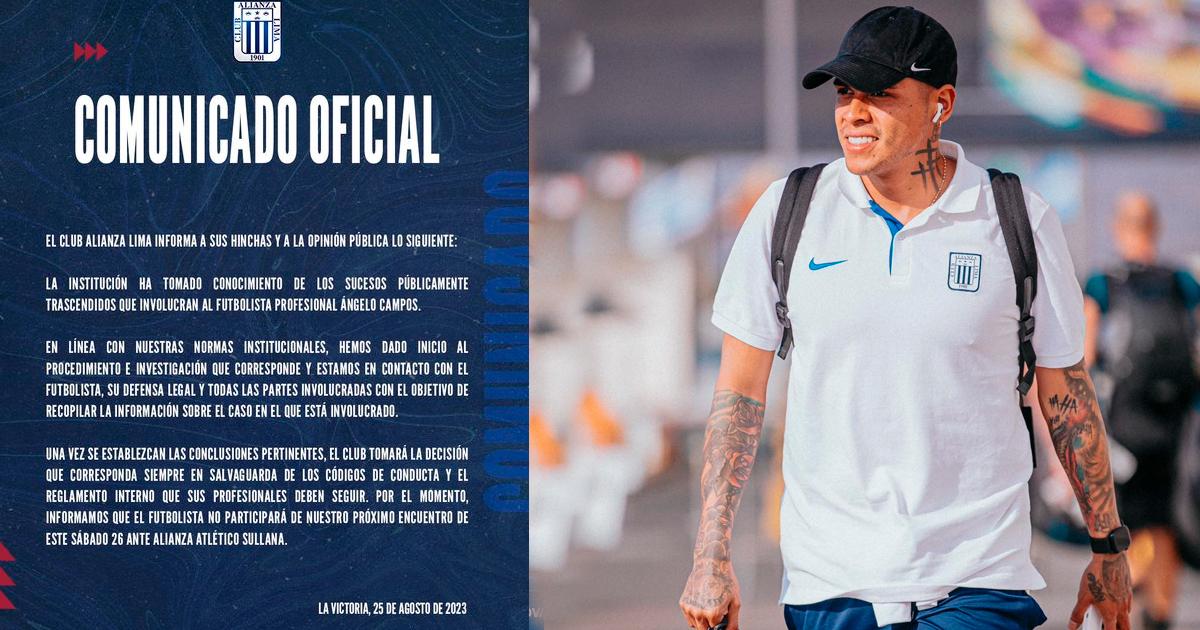 Alianza Lima informó que Campos no será considerado para choque de esta noche