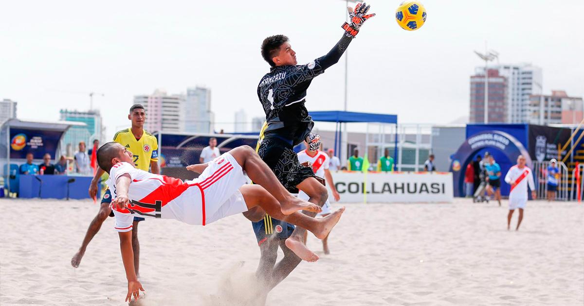 Perú cayó ante Colombia y quedó eliminado del Sudamericano Sub 20 de fútbol playa