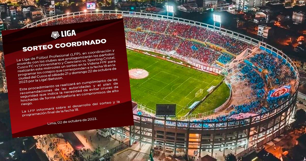 Sorteo determinará fechas para partidos a jugarse en Cusco por fecha 18