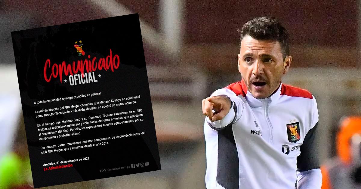 ¡No va más por mutuo acuerdo! Mariano Soso dejó de ser técnico de FBC Melgar