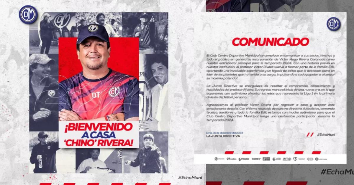 ¡Vuelve a casa! Víctor Rivera fue anunciado como técnico de Deportivo Municipal para afrontar la temporada 2024