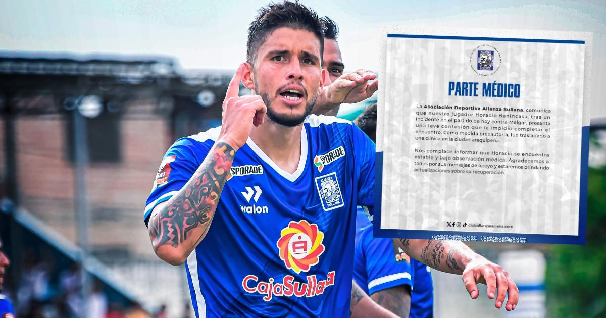 Alianza Atlético confirmó que Benincasa está estable