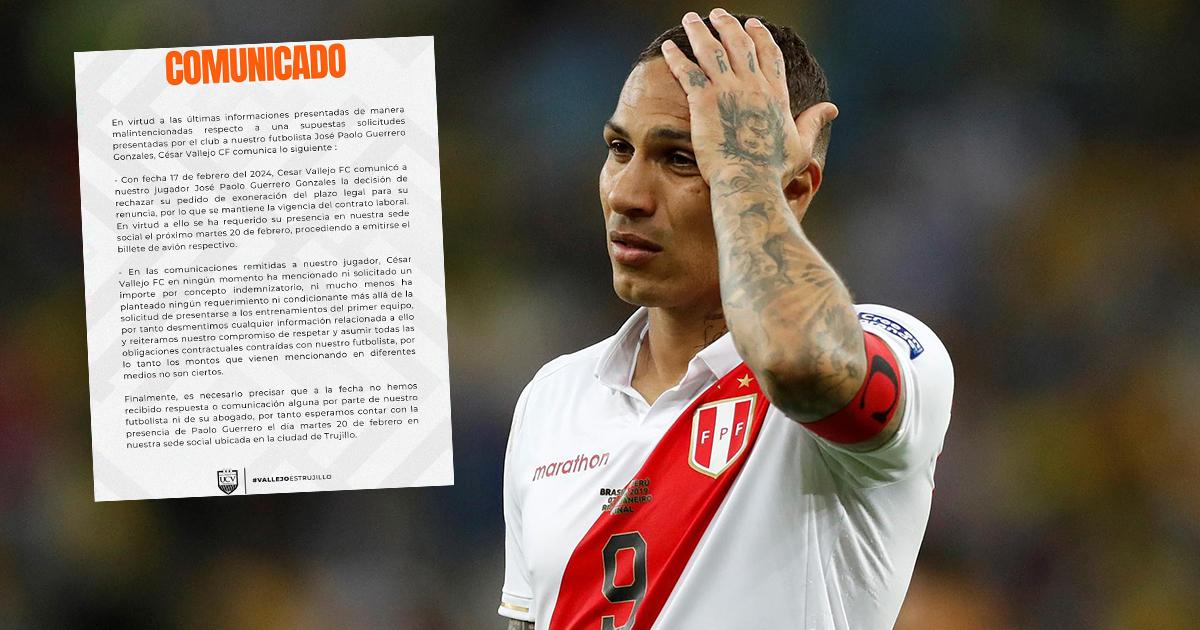 César Vallejo rechazó solicitud de Paolo Guerrero y reiteró que lo espera este martes 20