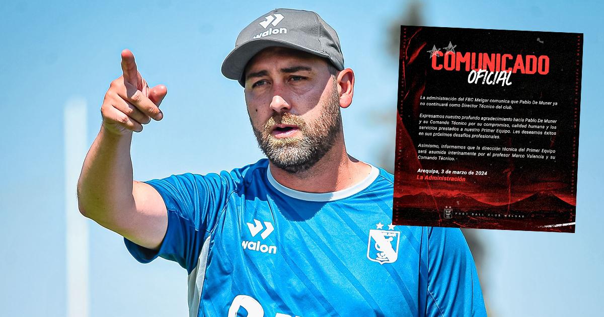 ¡No va más! Pablo De Muner fue cesado como entrenador de Melgar
