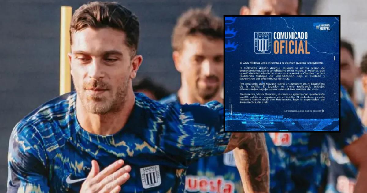 Alianza informó sobre lesiones de Arregui, Moyano y Guzmán