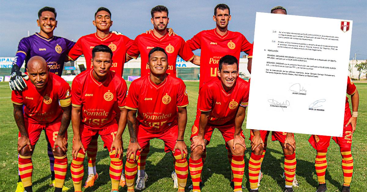 Pedido de nulidad de Juan Aurich también fue rechazado y quedó fuera de la Liga 2