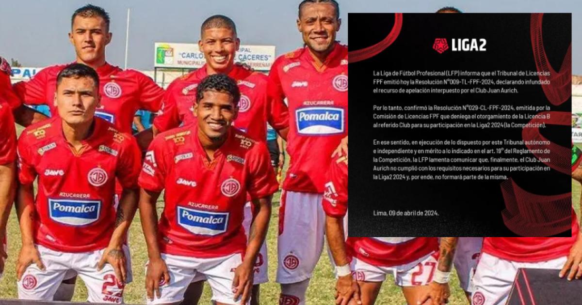 ¡Pulgar abajo! Juan Aurich no participará de la Liga 2 2024