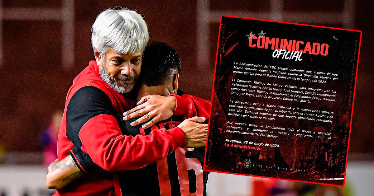 ¡Es oficial! Marco Valencia seguirá al frente de FBC Melgar por todo el Clausura