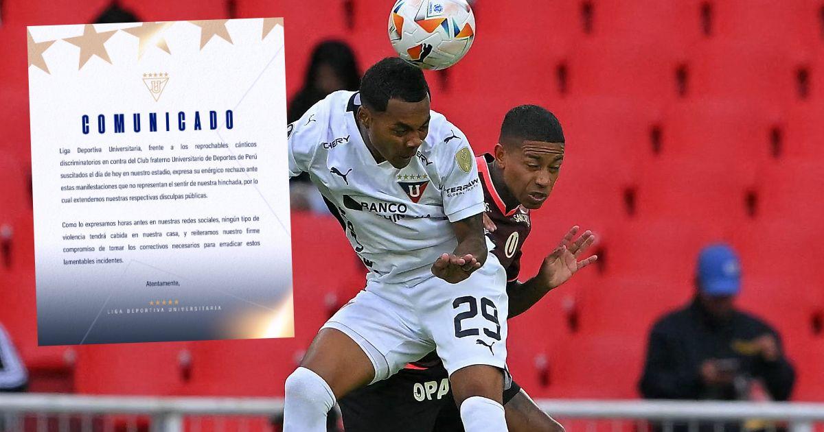 LDU pidió disculpas por insultos de sus hinchas en duelo ante la 'U'