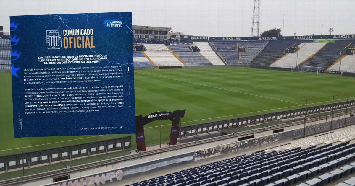 Alianza Lima: "Señores congresistas, no es correcto legislar con la camiseta puesta de un club deportivo"