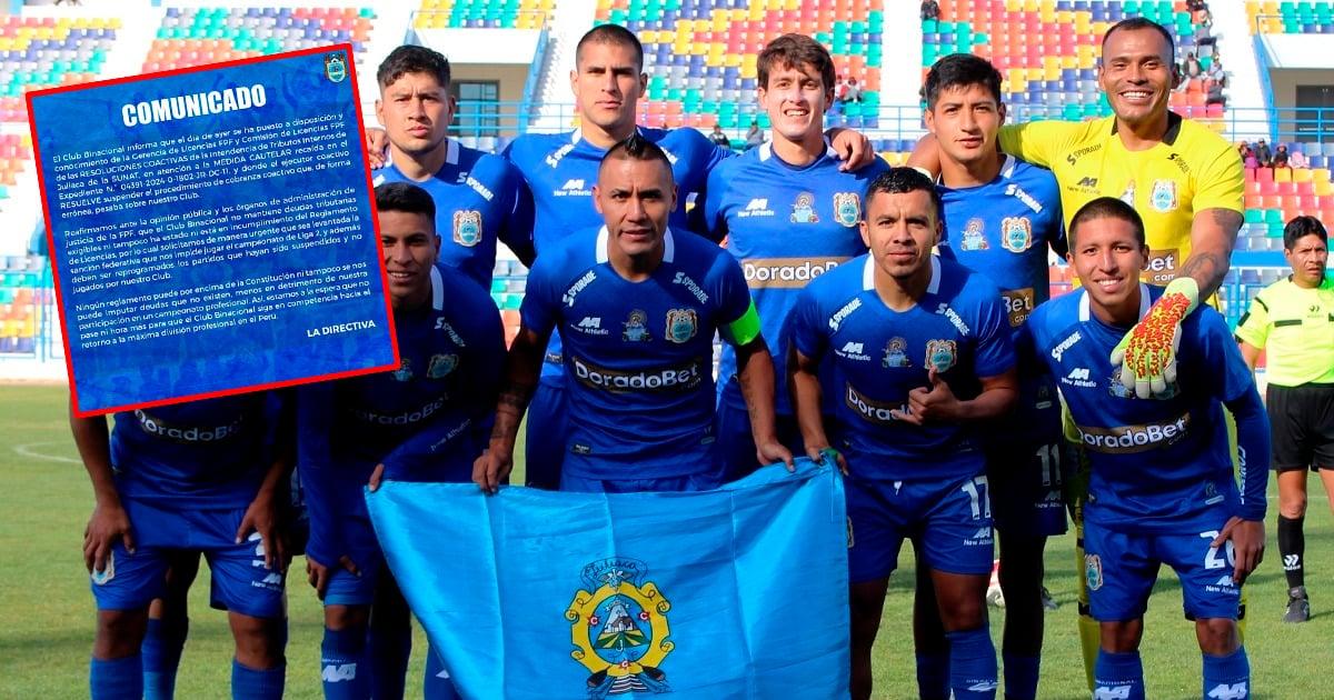 Binacional reiteró que no incumplió reglamento de Licencias y exige su inmediata reposición en Liga 2