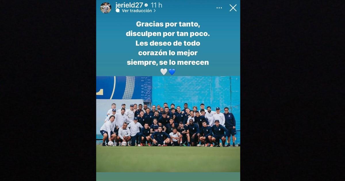 Jeriel de Santis: "Gracias por tanto, disculpen por tan poco"