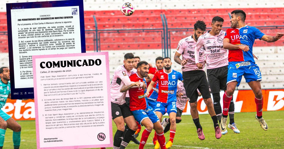 Carlos A. Mannucci y Sport Boys se refirieron a sospecha de amaño de partido