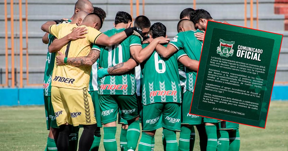 FC San Marcos: "Asumimos nuestra responsabilidad en los hechos que llevaron a la sanción"
