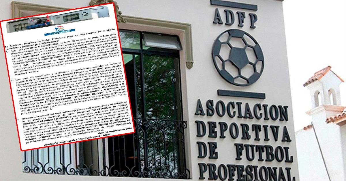 ADFP solicitó a FPF que le devuelva administración y organización del torneo de Primera división