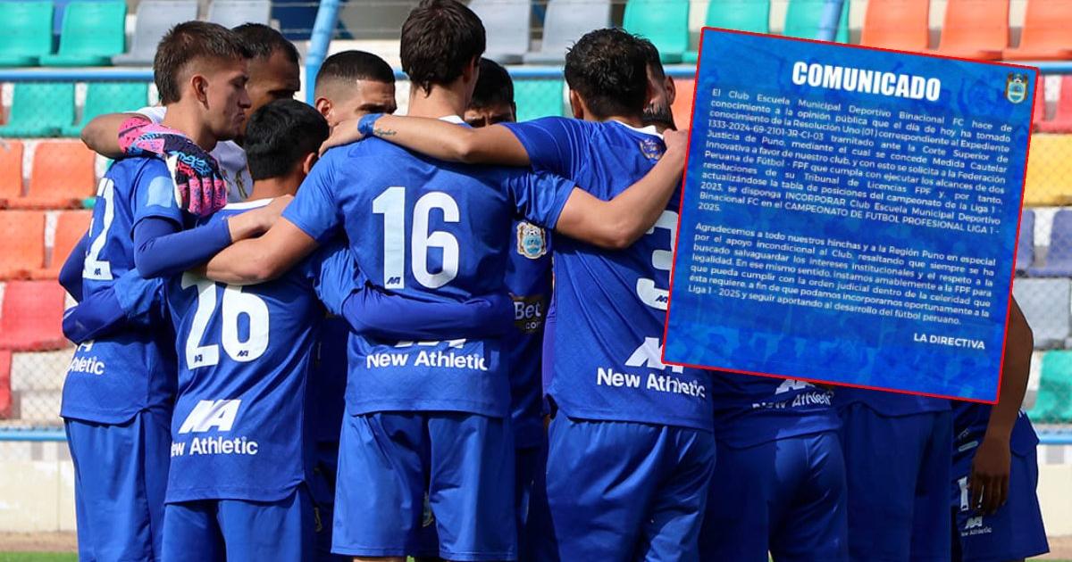 Con medida cautelar en mano: ¡Binacional pidió a la FPF que lo incorpore en Liga1 2025!