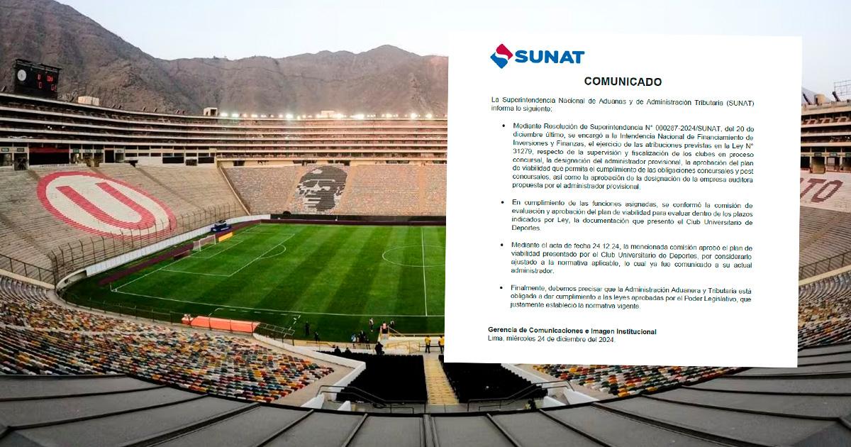 Sunat aprobó plan de viabilidad de Universitario