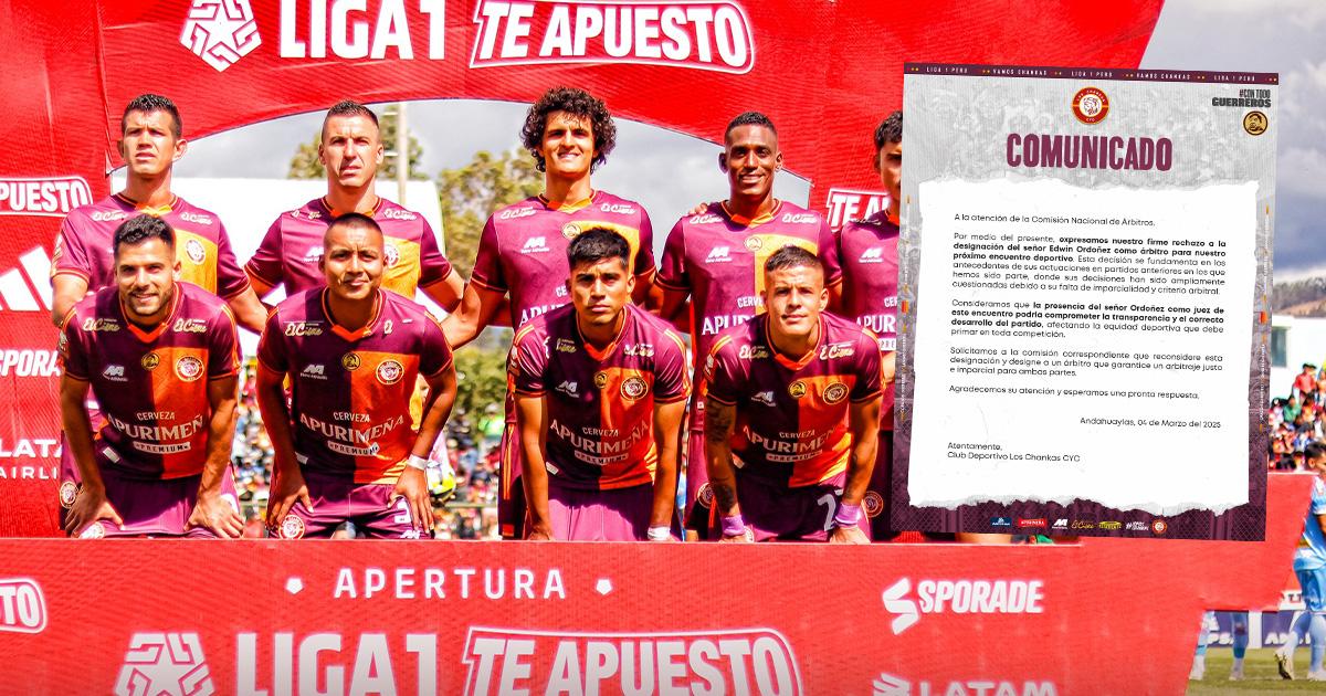 Los Chankas rechazó designación de Edwin Ordóñez para su duelo frente a Atlético Grau