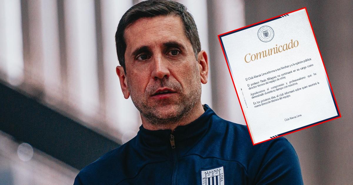 ¡No va más! Alianza destituyó a Paulo Milagres del equipo de vóley