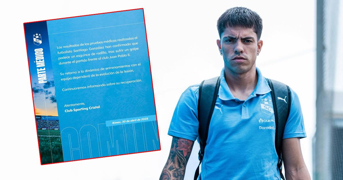 ¡Gran baja! Sporting Cristal dio a conocer lesión que sufrió Santiago González