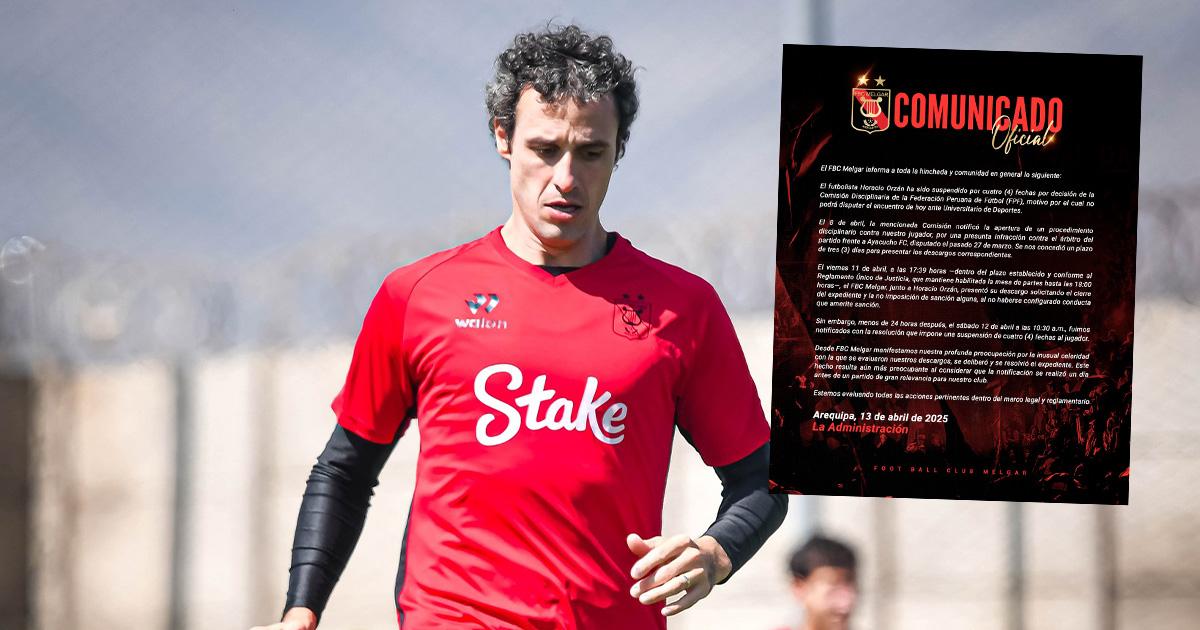 Melgar anunció que Horacio Orzán fue sancionado y no estará en el duelo ante Universitario