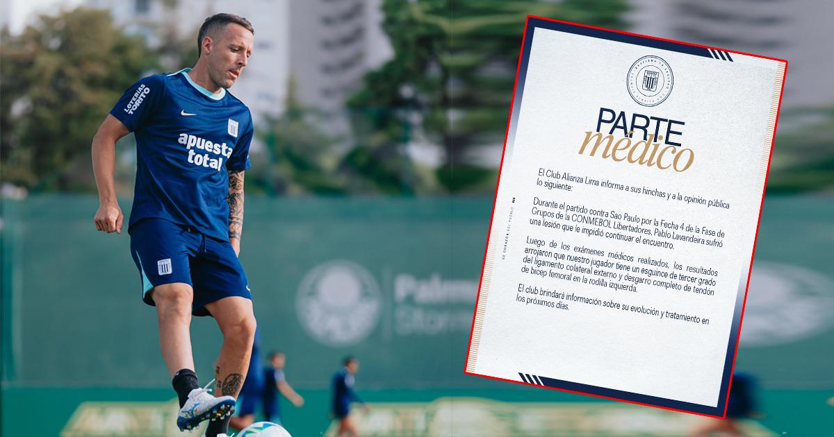 ¡Sensible baja! Alianza Lima publicó parte médico sobre Pablo Lavandeira