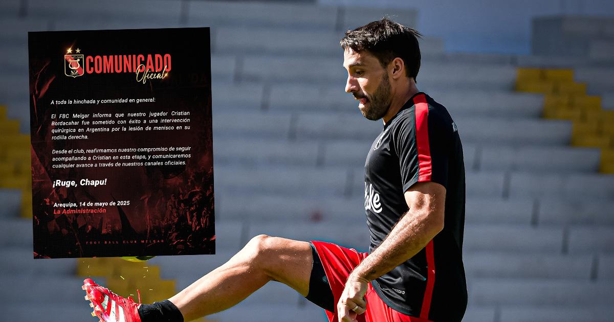 Melgar informó que Cristian Bordacahar fue operado con éxito
