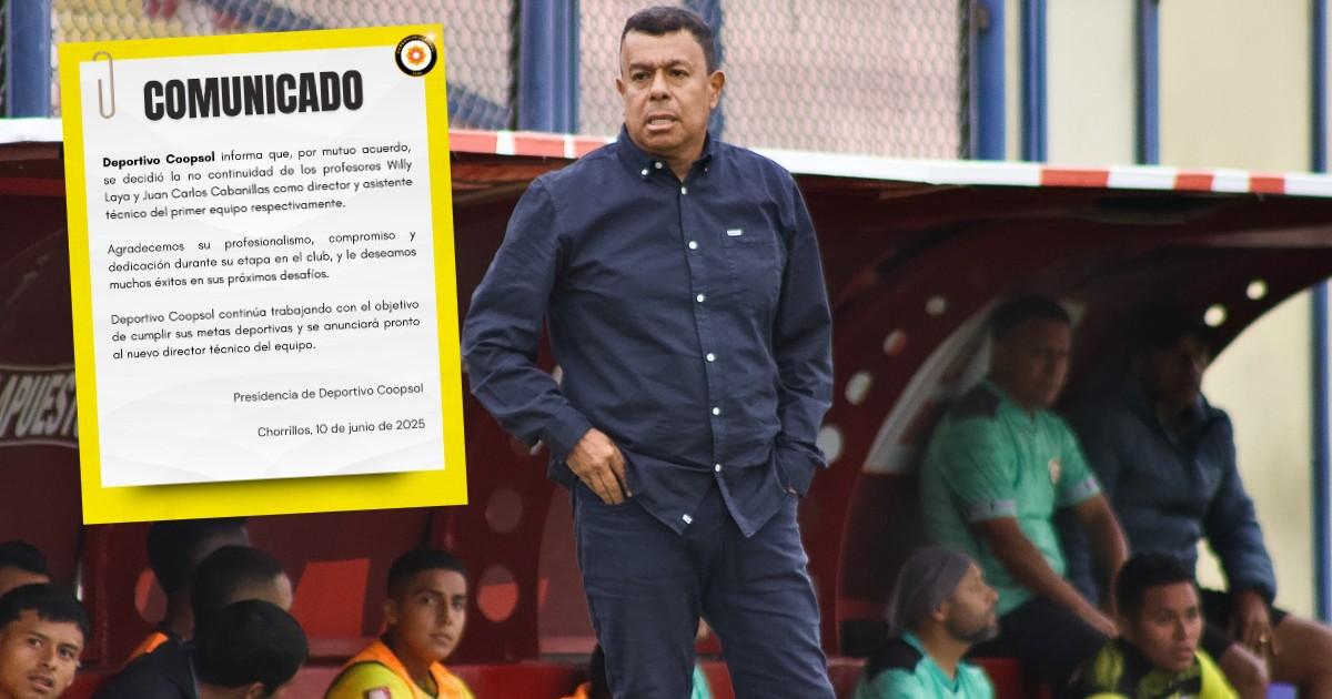 Coopsol anunció la salida del técnico Willy Laya