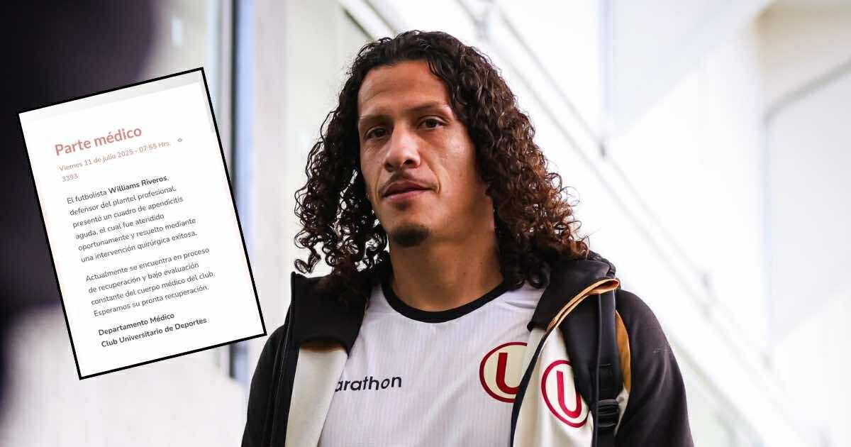 ¡Baja crema! Williams Riveros fue operado por un cuadro de apendicitis aguda