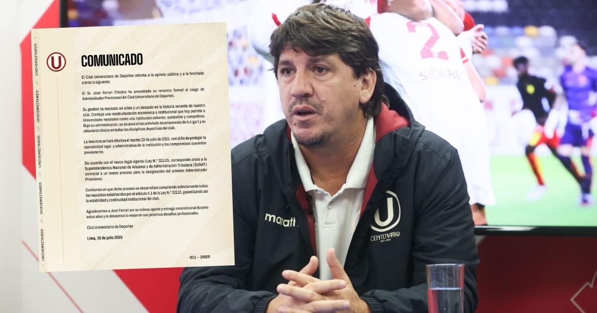 ES OFICIAL: Ferrari renunció como administrador de Universitario