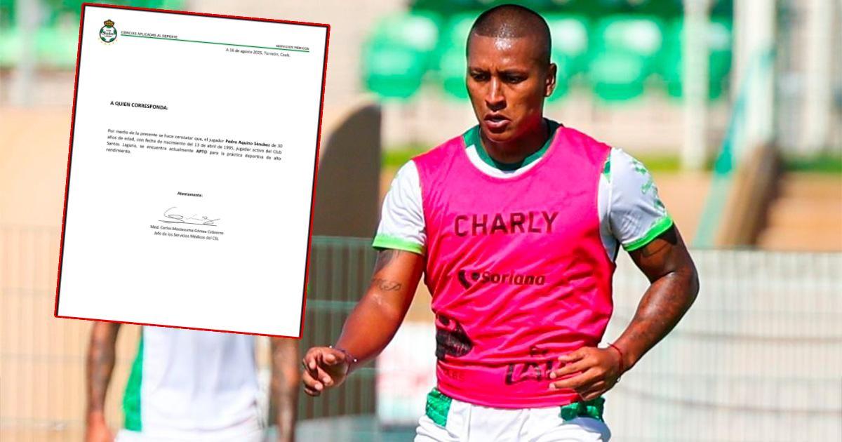   Santos Laguna aseguró que Pedro Aquino está en óptimas condiciones