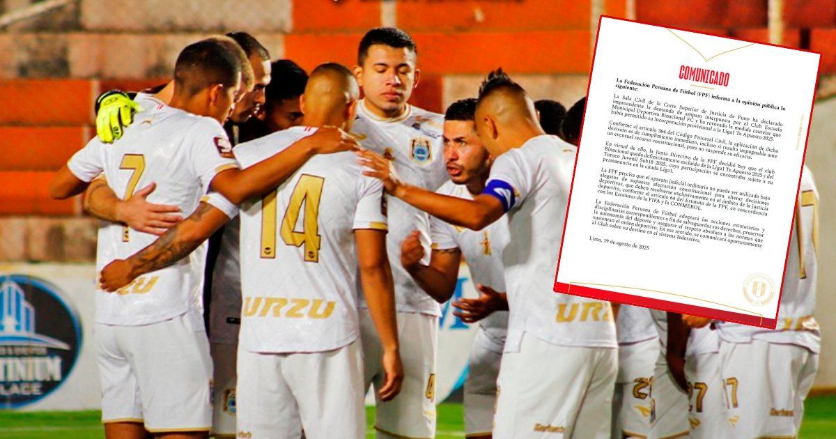 LO ÚLTIMO: FPF excluyó a Binacional de la Liga1 Te Apuesto 2025