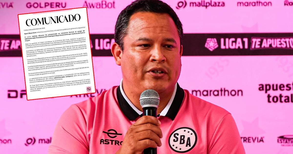 Sport Boys confirmó renuncia de Adrián Alcocer como administrador del club