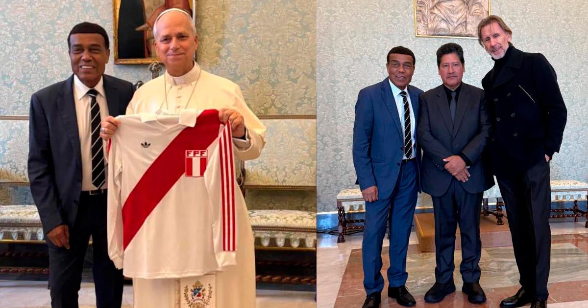 Papa León XIV recibió visita de Teófilo Cubillas, Ricardo Gareca y Edwin Oviedo 