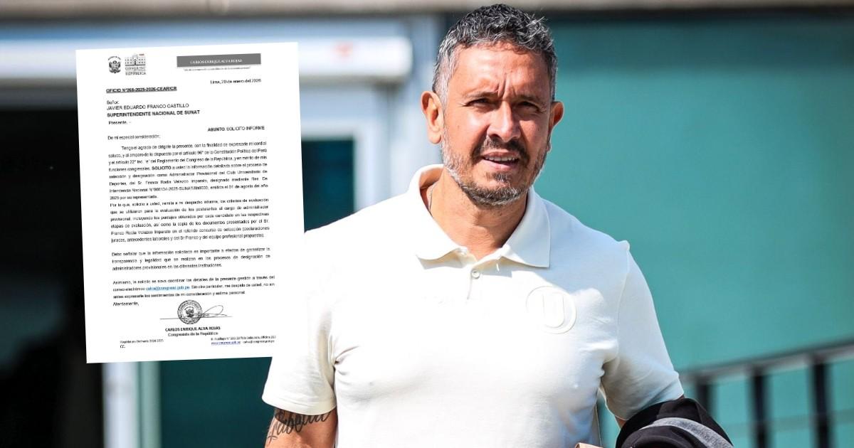 Congresista Alva pidió a Sunat información sobre designación de Velazco como administrador de la 'U'